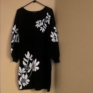 Elegant Black and White Floral Dress